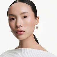 Swan drop earrings, Pavé, Swan, Pink by SWAROVSKI