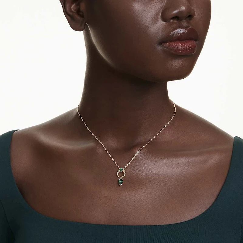 Mesmera pendant, Mixed cuts, Green, Gold-tone plated by SWAROVSKI