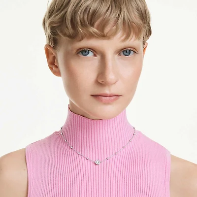 Una Angelic pendant, Round cut, Double sided motifs, White, Rhodium plated by SWAROVSKI