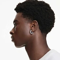 Matrix hoop earrings, Baguette cut, White, Rhodium plated by SWAROVSKI