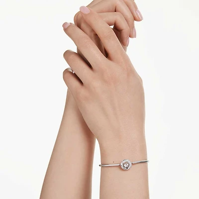 Dextera bangle, Round cut, White, Rhodium plated by SWAROVSKI