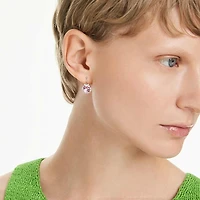 Bella V drop earrings, Round cut, Pink, Rhodium plated by SWAROVSKI