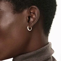 Dextera hoop earrings, Pavé, Mini, White, Gold-tone plated by SWAROVSKI