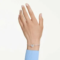 Symbolica bangle, Round cut, Pavé, Horse shoe, Blue, Rhodium plated by SWAROVSKI