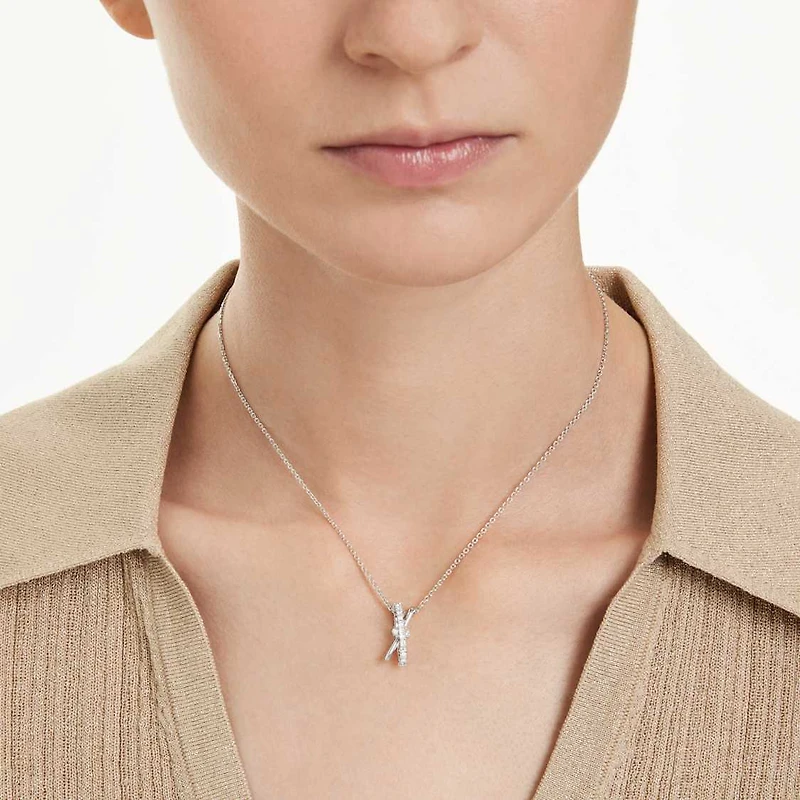 Hyperbola pendant, Round cut, White, Rhodium plated by SWAROVSKI