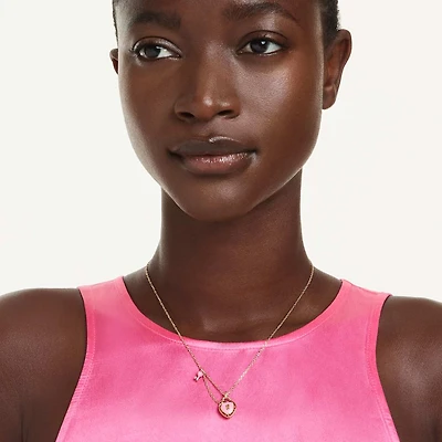 Idyllia pendant, Mixed cuts, Heart, Key, Pink