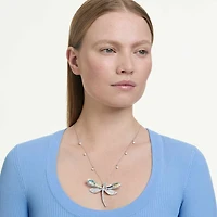 Ariana Grande x Swarovski pendant and brooch, Crystal pearl, Mixed cuts, Dragonfly, White, Rhodium plated by SWAROVSKI