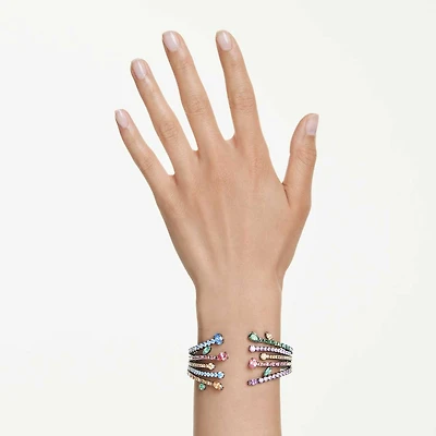 Matrix bangle, Mixed cuts, Bouquet, Multicolored, Ruthenium plated by SWAROVSKI