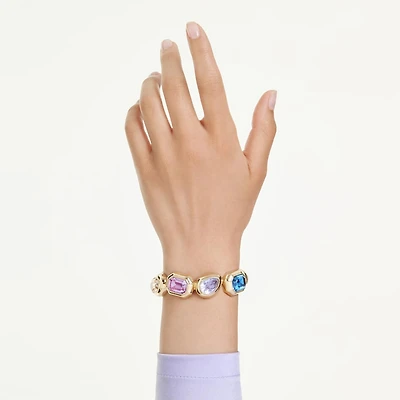 Gema cuff, Oversized crystals, Mixed cuts, Multicolored, Gold-tone plated by SWAROVSKI