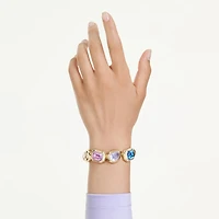 Gema cuff, Oversized crystals, Mixed cuts, Multicoloured, Gold-tone plated by SWAROVSKI
