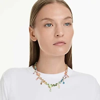 Gema necklace, Mixed cuts, Dangling crystals, Multicoloured, Gold-tone plated by SWAROVSKI
