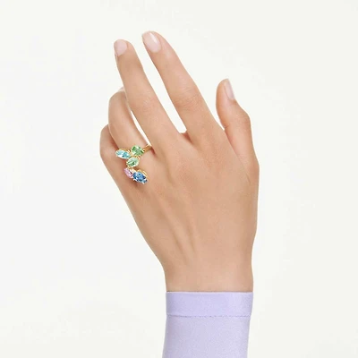 Gema cocktail ring, Mixed cuts, Multicolored, Gold-tone plated by SWAROVSKI