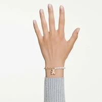 Idyllia bracelet, Crystal pearl, Round cut, Teddy, Gold tone, Gold-tone plated by SWAROVSKI