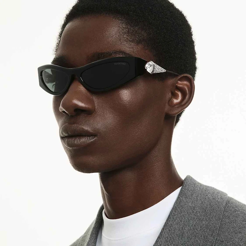 Sunglasses, Cat-eye shape, SK6046, Black by SWAROVSKI