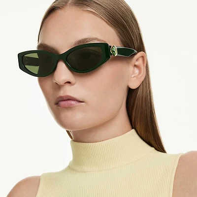Sunglasses, Cat-Eye shape, SK6045, Green by SWAROVSKI