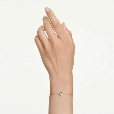 Swan bracelet, Mixed cuts, Swan, White, Rose gold-tone plated by SWAROVSKI
