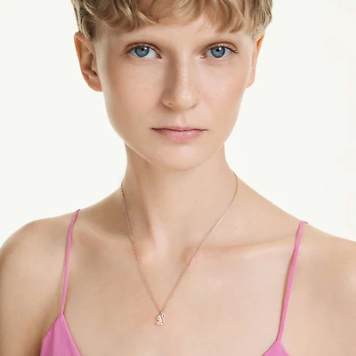 Swan pendant, Mixed cuts, Swan, White, Rose gold-tone plated by SWAROVSKI