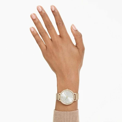 Clarica watch, Swiss Made, Metal bracelet, Gold tone, Gold-tone finish by SWAROVSKI