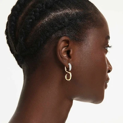 Dextera earrings, Round cut, White, Mixed metal finish by SWAROVSKI