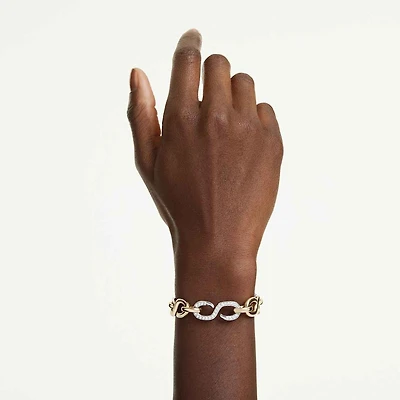 Dextera bracelet, Round cut, T-bar, White, Mixed metal finish by SWAROVSKI