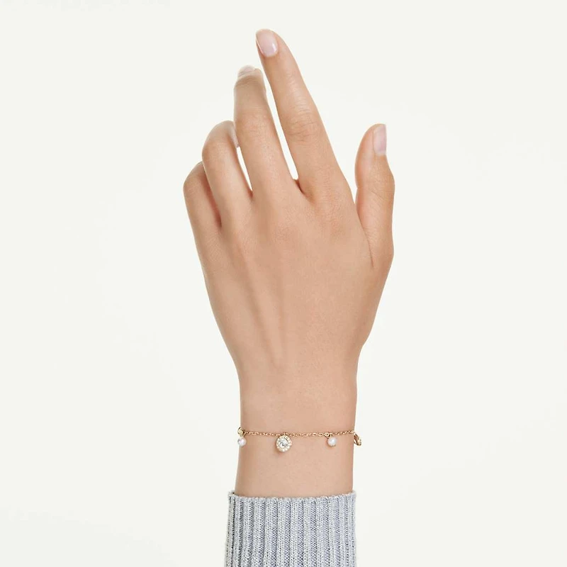 Una Angelic strandage, Crystal pearl, Round cut, White, Gold-tone plated by SWAROVSKI