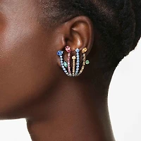 Matrix clip earrings, Mixed cuts, Bouquet, Multicoloured, Ruthenium plated by SWAROVSKI