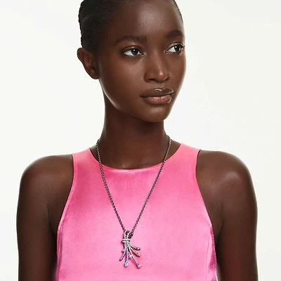 Matrix pendant and brooch, Mixed cuts, Bouquet, Multicoloured, Ruthenium plated by SWAROVSKI