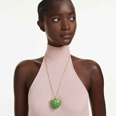 Idyllia pendant, Mixed cuts, Apple, Green, Gold-tone plated by SWAROVSKI