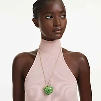 Idyllia pendant, Mixed cuts, Apple, Green, Gold-tone plated by SWAROVSKI