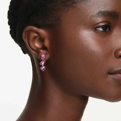 Gema drop earrings, Mixed cuts, Pink, Rhodium plated by SWAROVSKI