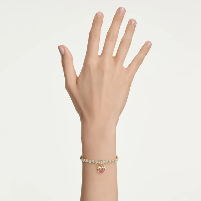 Idyllia charm, Round cut, Heart, Pink, Gold-tone plated by SWAROVSKI