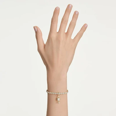 Idyllia charm, Mixed cuts, Heart with key, White, Gold-tone plated by SWAROVSKI