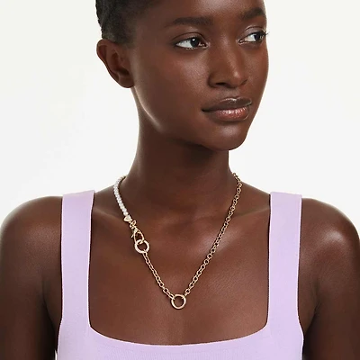 Idyllia necklace, Crystal pearl, White