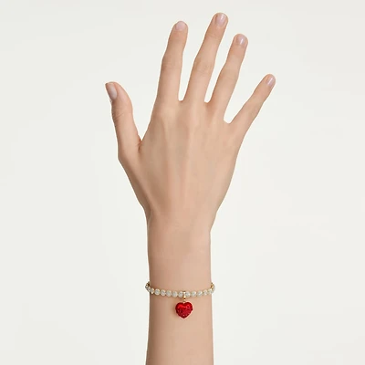 Idyllia charm, Round cut, Heart, Red, Gold-tone plated by SWAROVSKI