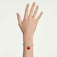 Idyllia charm, Round cut, Heart, Red, Gold-tone plated by SWAROVSKI