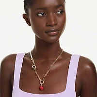 Idyllia charm, Round cut, Heart, Red, Gold-tone plated by SWAROVSKI