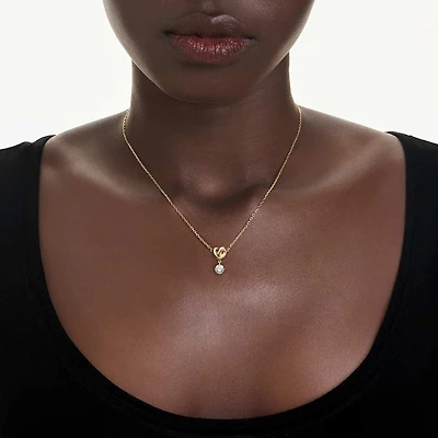 Lifelong pendant, Round cut, Heart, White, Gold-tone plated by SWAROVSKI