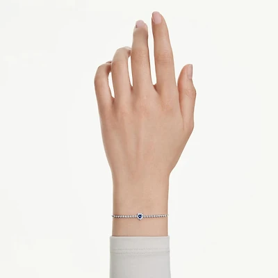 One bracelet, Mixed cuts, Heart, Blue, Rhodium plated by SWAROVSKI