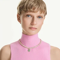 Idyllia charm, Clover, Green, Gold-tone plated by SWAROVSKI