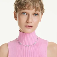 Idyllia necklace, Heart with arrow, White, Rhodium plated by SWAROVSKI