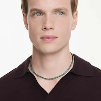Matrix Tennis necklace, Round cut, Green, Ruthenium plated by SWAROVSKI