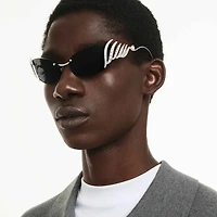 Sunglasses, Cat-Eye shape, Swan, Silver Tone by SWAROVSKI