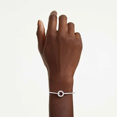 Dextera bangle, Round cut, White, Rhodium plated by SWAROVSKI