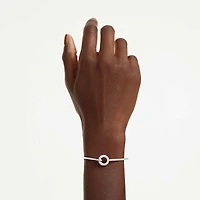 Dextera bangle, Round cut, White, Rhodium plated by SWAROVSKI