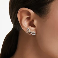 Lifelong stud earrings, Pavé, Bow, White, Mixed metal finish by SWAROVSKI