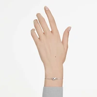 Lifelong bracelet, Pavé, Bow, White, Rhodium plated by SWAROVSKI