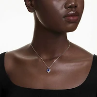 One pendant, Heart cut, Pavé, Heart, Blue, Rhodium plated by SWAROVSKI