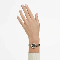 Matrix pearl bangle watch, Swiss Made, Crystal bracelet, Black, Rose gold-tone finish by SWAROVSKI