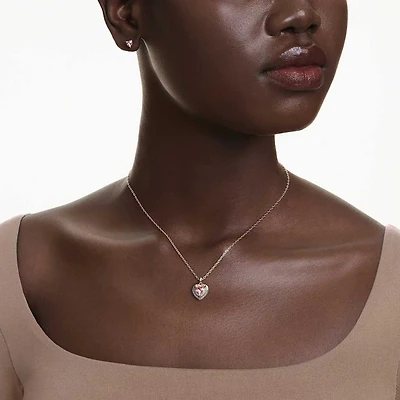 One set, Heart cut, Pavé, Heart, Pink, Mixed metal finish by SWAROVSKI