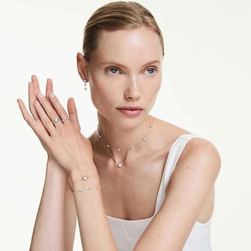 Eternity bracelet, Lab-grown diamonds 0.5 ct tw, Heart shape, Sterling silver by SWAROVSKI